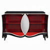 2 Door Cabinet Console | Mirror Trim Inlay | Scalloped Base | Black 50"