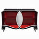 2 Door Cabinet Console | Mirror Trim Inlay | Scalloped Base | Black 50"