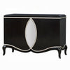 2 Door Cabinet Console | Mirror Trim Inlay | Scalloped Base | Black 50"