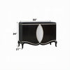2 Door Cabinet Console | Mirror Trim Inlay | Scalloped Base | Black 50"