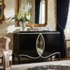 2 Door Cabinet Console | Mirror Trim Inlay | Scalloped Base | Black 50"