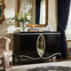 2 Door Cabinet Console | Mirror Trim Inlay | Scalloped Base | Black 50"