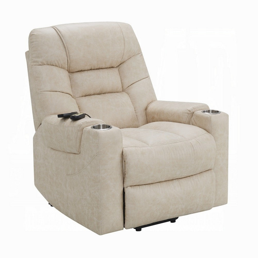 Aira Power Lift Recliner Chair | Heat & Massage Functions | Ivory Microfiber