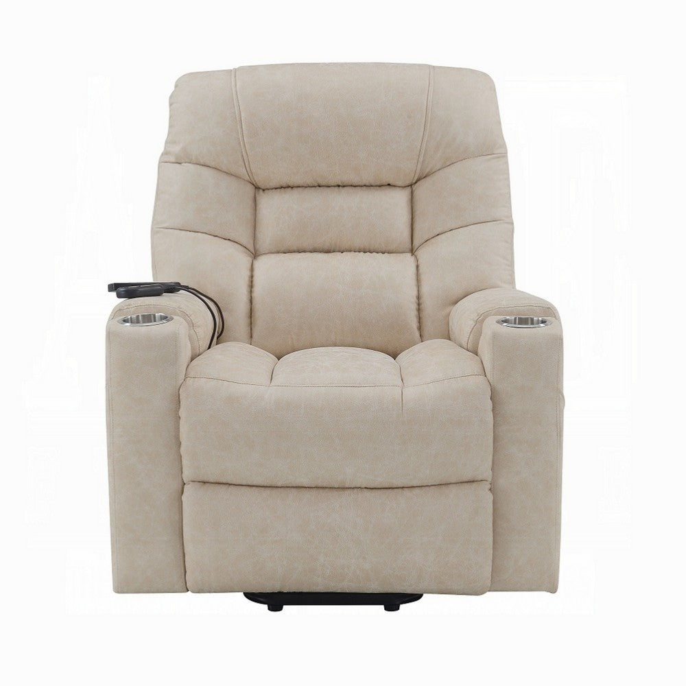 Aira Power Lift Recliner Chair | Heat & Massage Functions | Ivory Microfiber