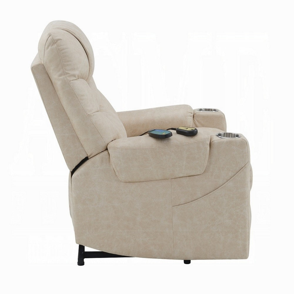 Aira Power Lift Recliner Chair | Heat & Massage Functions | Ivory Microfiber