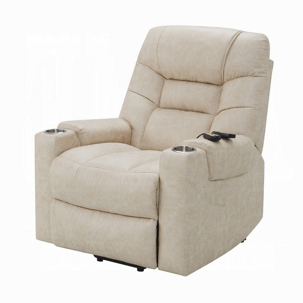Aira Power Lift Recliner Chair | Heat & Massage Functions | Ivory Microfiber