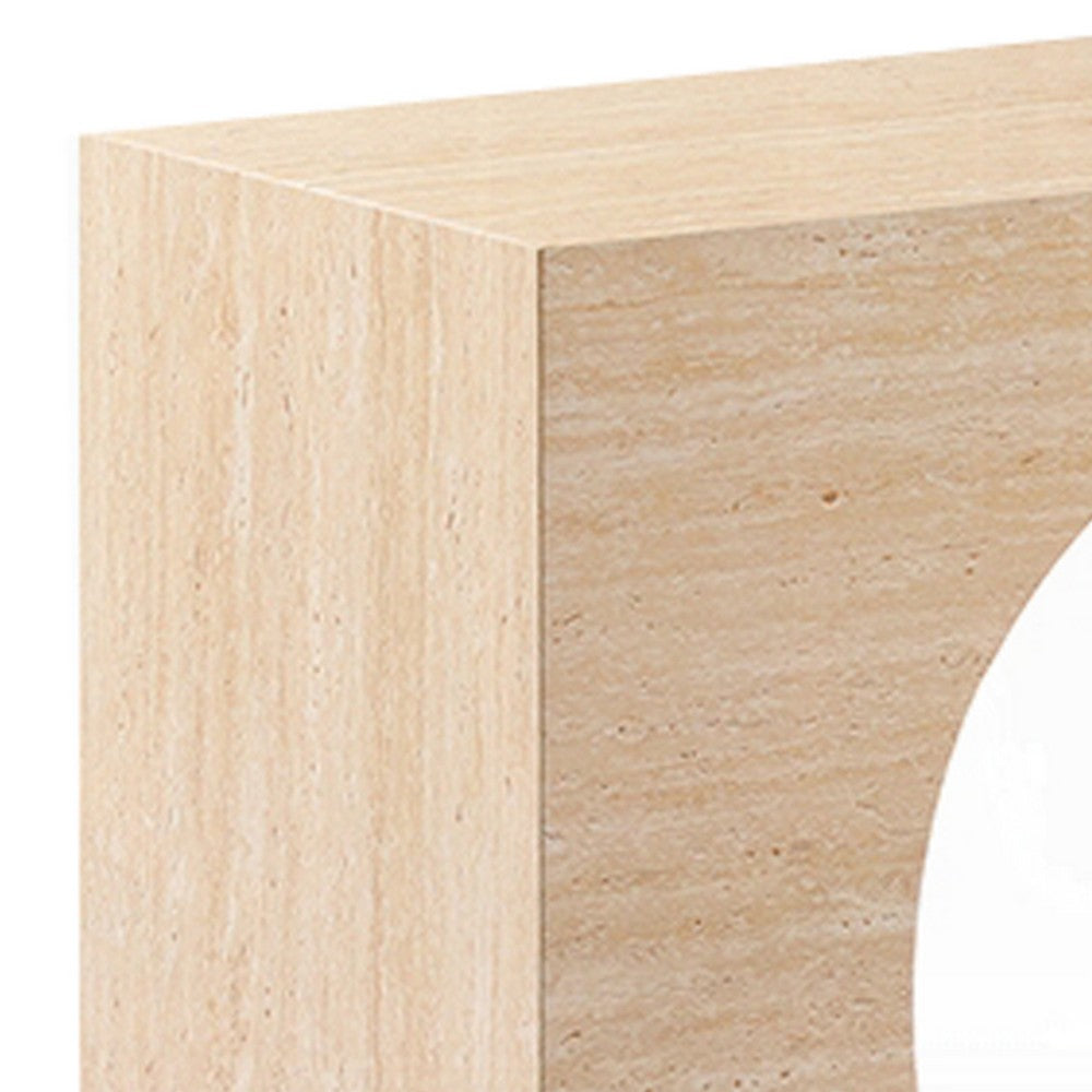 Pia Console Table | Oval Cutout Center | Beige Travertine Stone 59"
