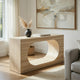 Pia Console Table | Oval Cutout Center | Beige Travertine Stone 59"