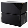 Ishi Side End Table | Faceted Marble Grain | Black Mirrored Glass 24"