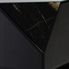 Ishi Side End Table | Faceted Marble Grain | Black Mirrored Glass 24"