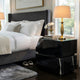 Ishi Side End Table | Faceted Marble Grain | Black Mirrored Glass 24"