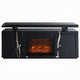 TV Stand Media Cabinet w Firecore LED Fireplace | 2 Doors | Black Glass 59"