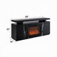 TV Stand Media Cabinet w Firecore LED Fireplace | 2 Doors | Black Glass 59"