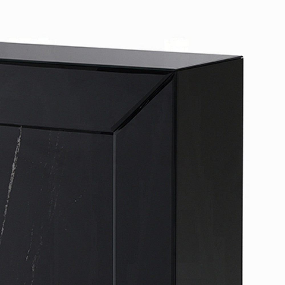 LED Fireplace with Timer | Adjustable Brightness | Black Mirrored Glass 47"