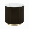 Jeh Side End Table | Faux Marble Top | Metal Trim | Fluted Brown Wood 20"