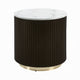 Jeh Side End Table | Faux Marble Top | Metal Trim | Fluted Brown Wood 20"
