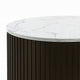 Jeh Side End Table | Faux Marble Top | Metal Trim | Fluted Brown Wood 20"