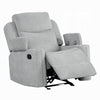 Alya Manual Motion Glider Recliner Chair | Storage Arms Light Gray Chenille
