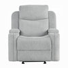 Alya Manual Motion Glider Recliner Chair | Storage Arms Light Gray Chenille