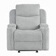 Alya Manual Motion Glider Recliner Chair | Storage Arms Light Gray Chenille