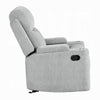 Alya Manual Motion Glider Recliner Chair | Storage Arms Light Gray Chenille