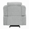 Alya Manual Motion Glider Recliner Chair | Storage Arms Light Gray Chenille