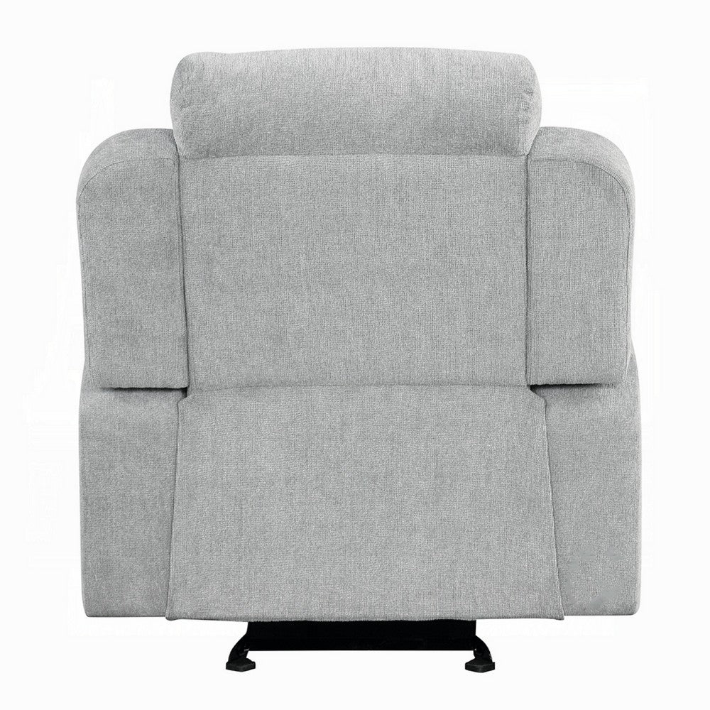 Alya Manual Motion Glider Recliner Chair | Storage Arms Light Gray Chenille