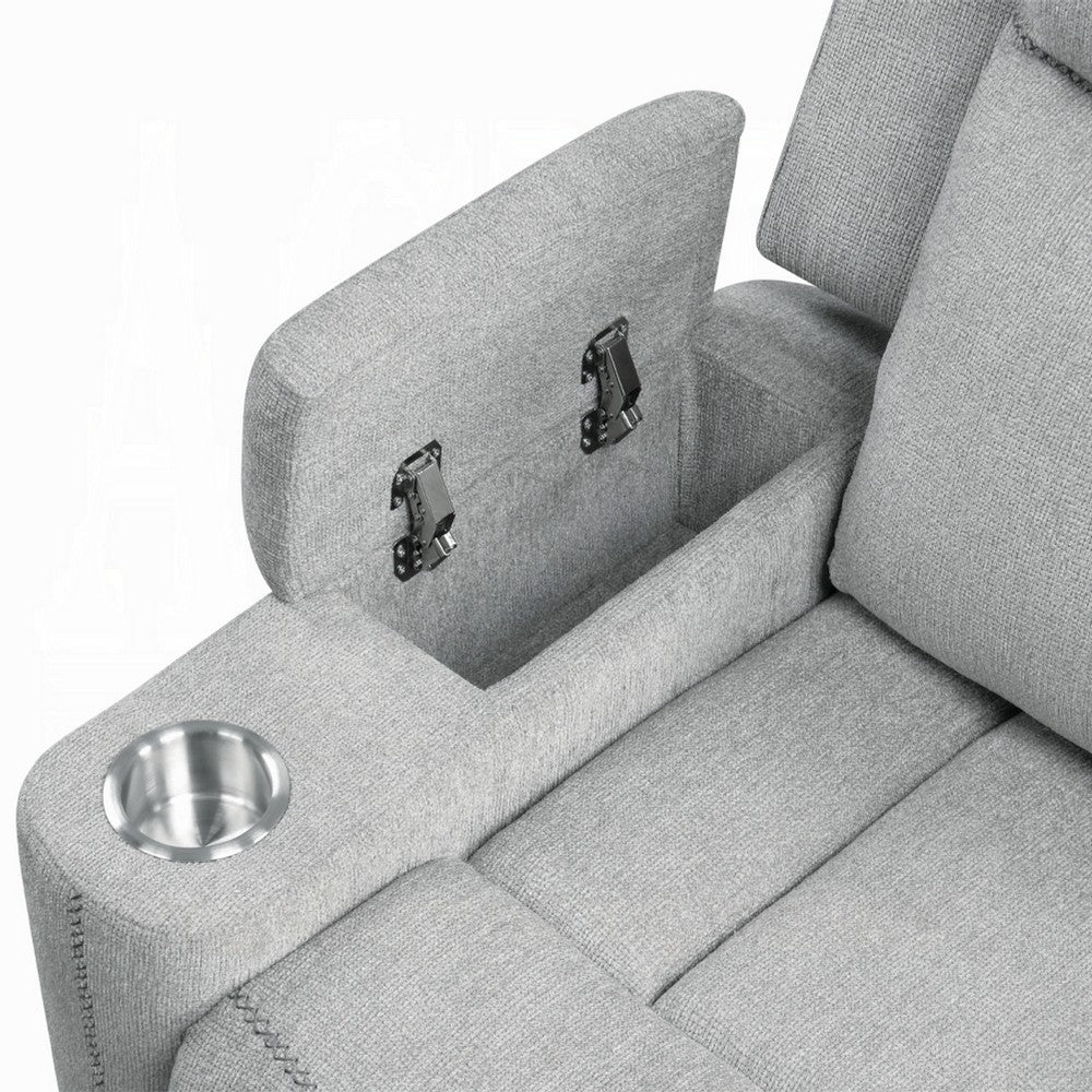 Alya Manual Motion Glider Recliner Chair | Storage Arms Light Gray Chenille