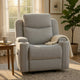 Alya Manual Motion Glider Recliner Chair | Storage Arms Light Gray Chenille
