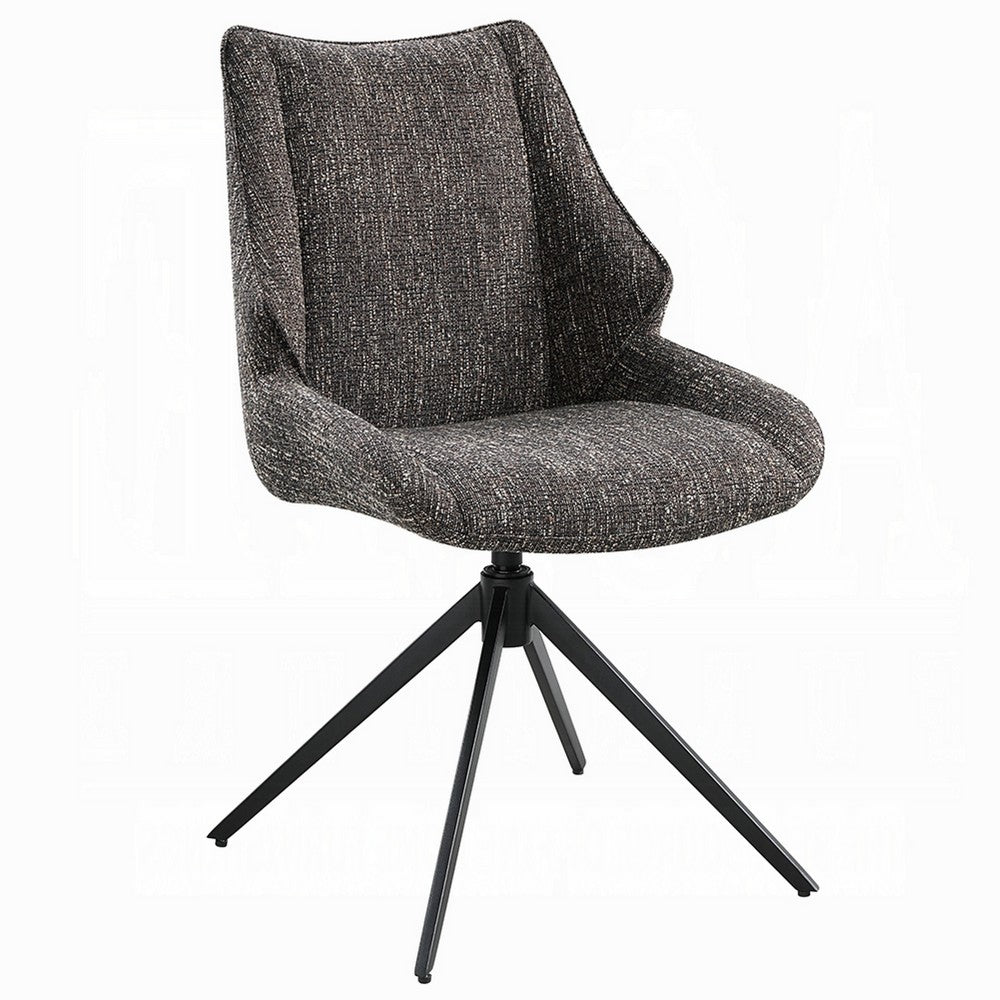 Maik Swivel Side Chair Set of 2 | Wingback | Star Iron Base | Brown Chenille