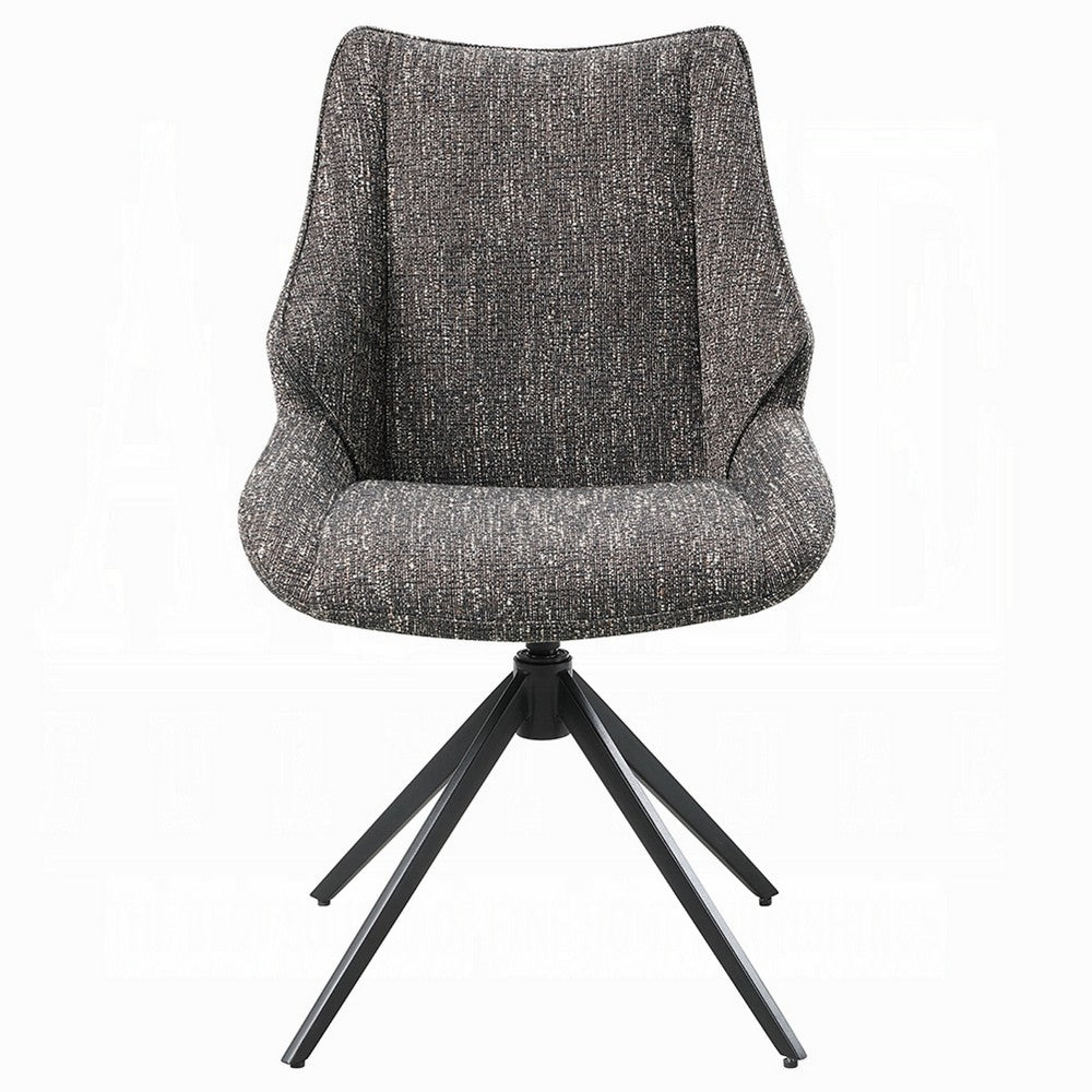 Maik Swivel Side Chair Set of 2 | Wingback | Star Iron Base | Brown Chenille