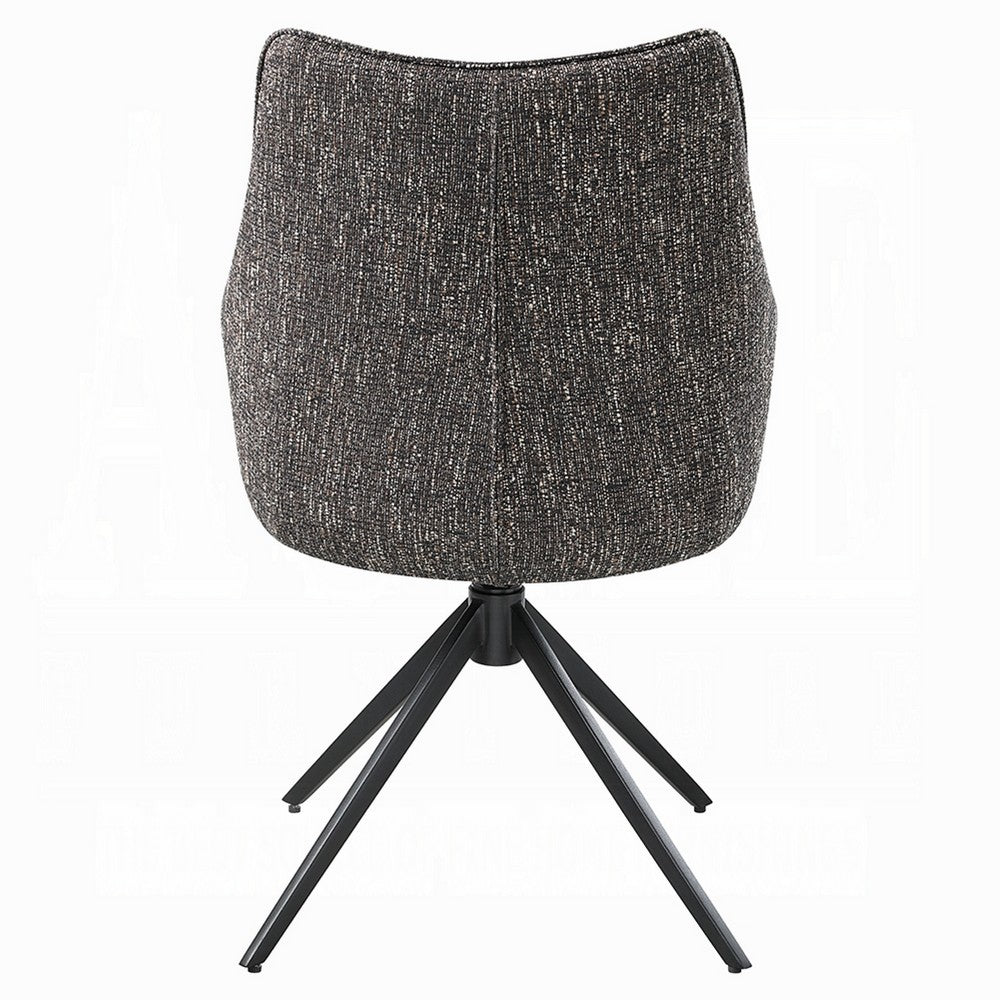 Maik Swivel Side Chair Set of 2 | Wingback | Star Iron Base | Brown Chenille