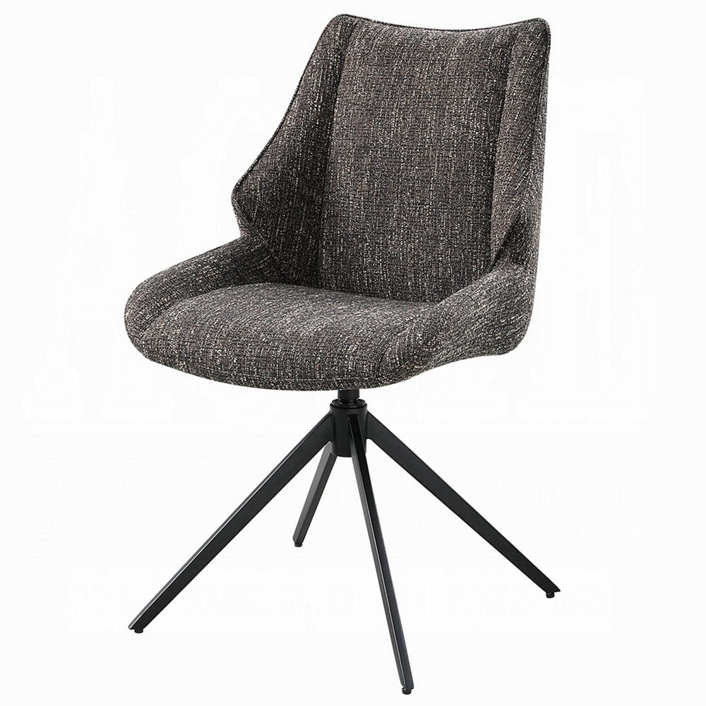 Maik Swivel Side Chair Set of 2 | Wingback | Star Iron Base | Brown Chenille