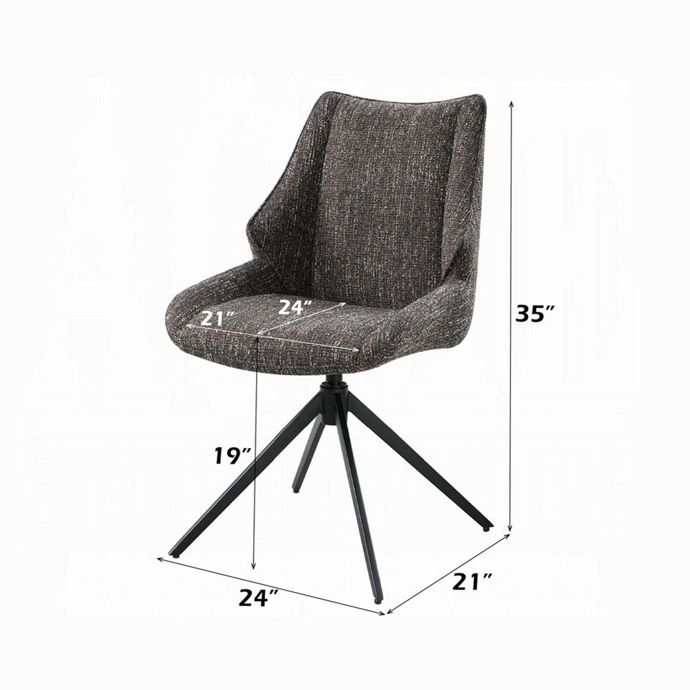 Maik Swivel Side Chair Set of 2 | Wingback | Star Iron Base | Brown Chenille