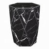 Kia Side End Table | Modern Hex Drum Shape | Faceted Black Glass 19"