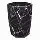 Kia Side End Table | Modern Hex Drum Shape | Faceted Black Glass 19"
