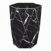 Kia Side End Table | Modern Hex Drum Shape | Faceted Black Glass 19"