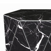 Kia Side End Table | Modern Hex Drum Shape | Faceted Black Glass 19"
