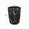 Kia Side End Table | Modern Hex Drum Shape | Faceted Black Glass 19"