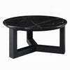 Kia Coffee Table | Round Marble Top | Three Leg Wood Base | Black 24"
