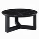Kia Coffee Table | Round Marble Top | Three Leg Wood Base | Black 24"