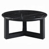 Kia Coffee Table | Round Marble Top | Three Leg Wood Base | Black 24"