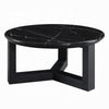 Kia Coffee Table | Round Marble Top | Three Leg Wood Base | Black 24"