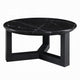 Kia Coffee Table | Round Marble Top | Three Leg Wood Base | Black 24"