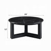 Kia Coffee Table | Round Marble Top | Three Leg Wood Base | Black 24"