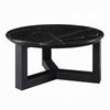 Kia Coffee Table | Round Marble Top & Three Leg Wood Base | Black 32"