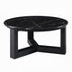 Kia Coffee Table | Round Marble Top & Three Leg Wood Base | Black 32"