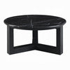 Kia Coffee Table | Round Marble Top & Three Leg Wood Base | Black 32"