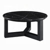 Kia Coffee Table | Round Marble Top & Three Leg Wood Base | Black 32"
