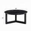 Kia Coffee Table | Round Marble Top & Three Leg Wood Base | Black 32"